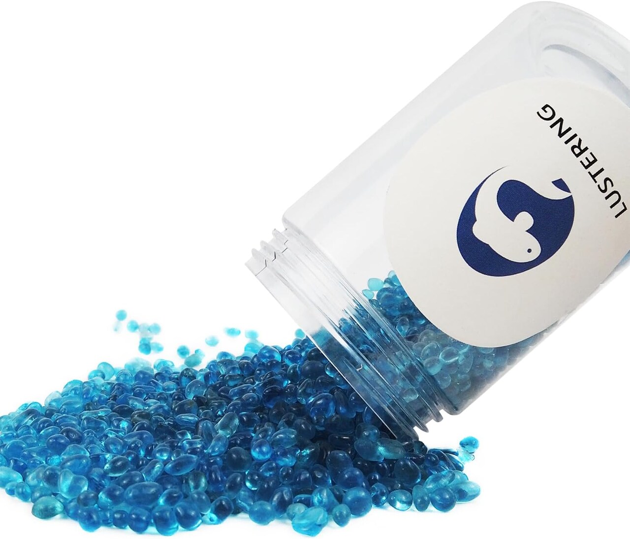 Decorative Round Flat Glass Beads, Vase Filler Beads for Fire Pit Crafts Aquarium Garden Decoration,3-6mm,1-Pound Jar (Marine Blue)